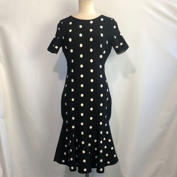 Milly Black Knit Dress with White Dots
